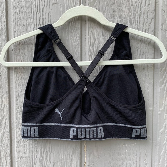 PUMA black and grey lightly padded sports bra - Picture 2 of 10